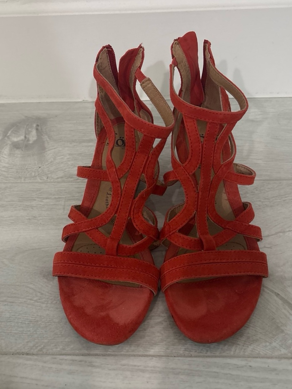 Red Strappy Suede Gladiator Sandal wedges - Women